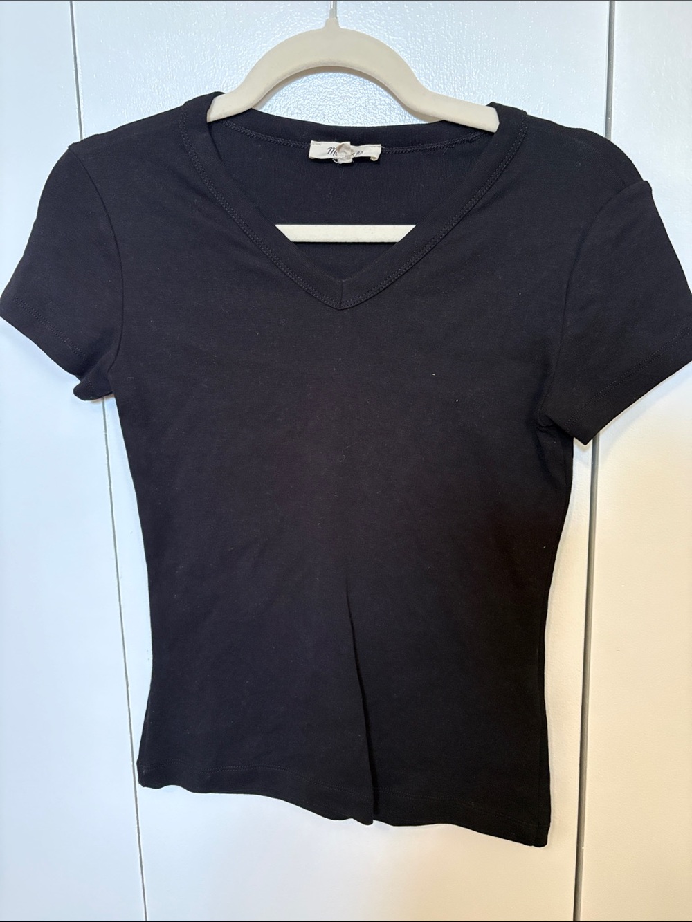 Madewell Women's Black V-Neck Short Sleeve Top
